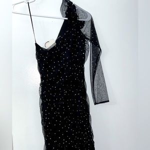 Rhinestone one shoulder dress